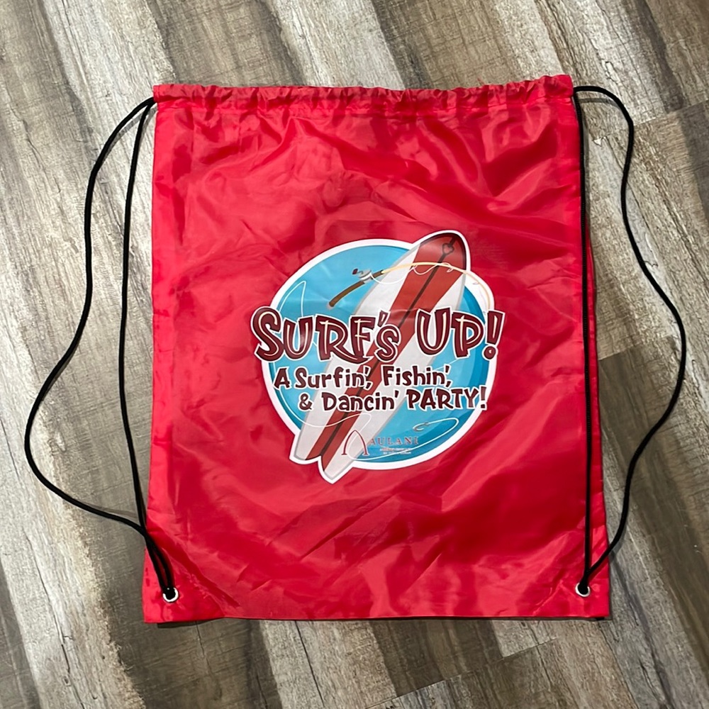 Disney Aulani Drawstring Backpack (Surfs Up! A surfin, fishin, & dancin Party)